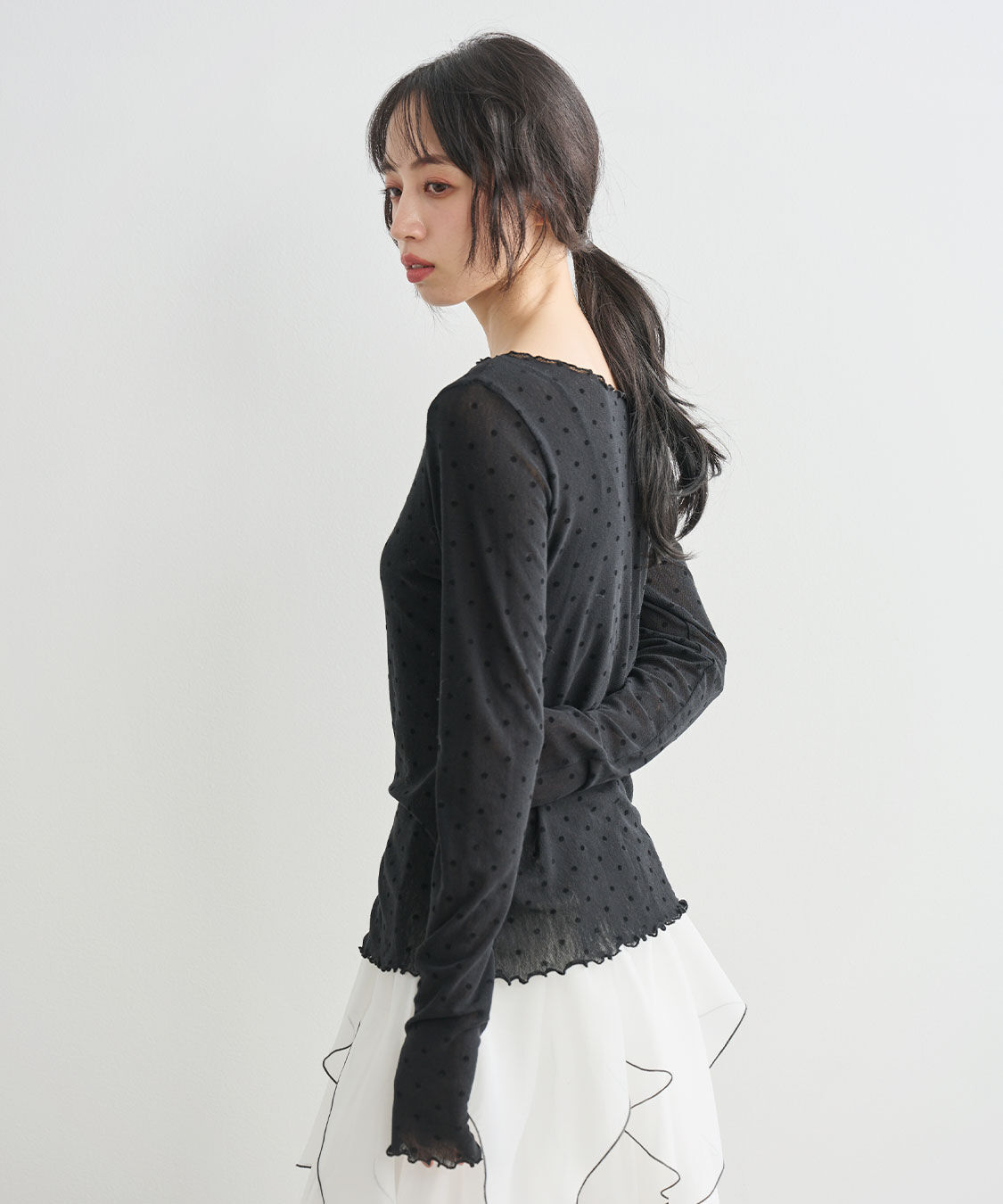 COCO DEAL「フロッキードットプリントトップス」|Tシャツ・カットソー|