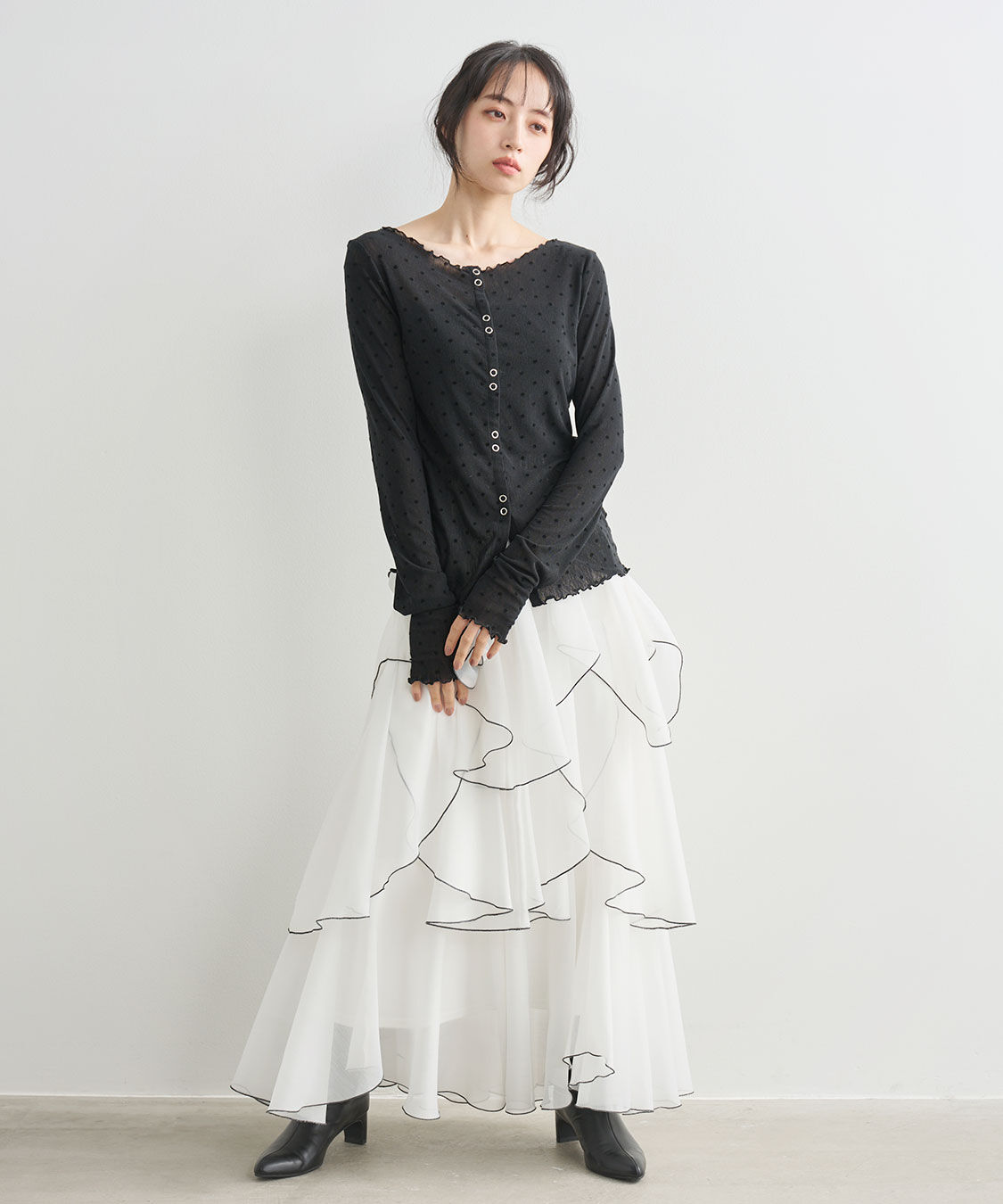 COCO DEAL「フロッキードットプリントトップス」|Tシャツ・カットソー|