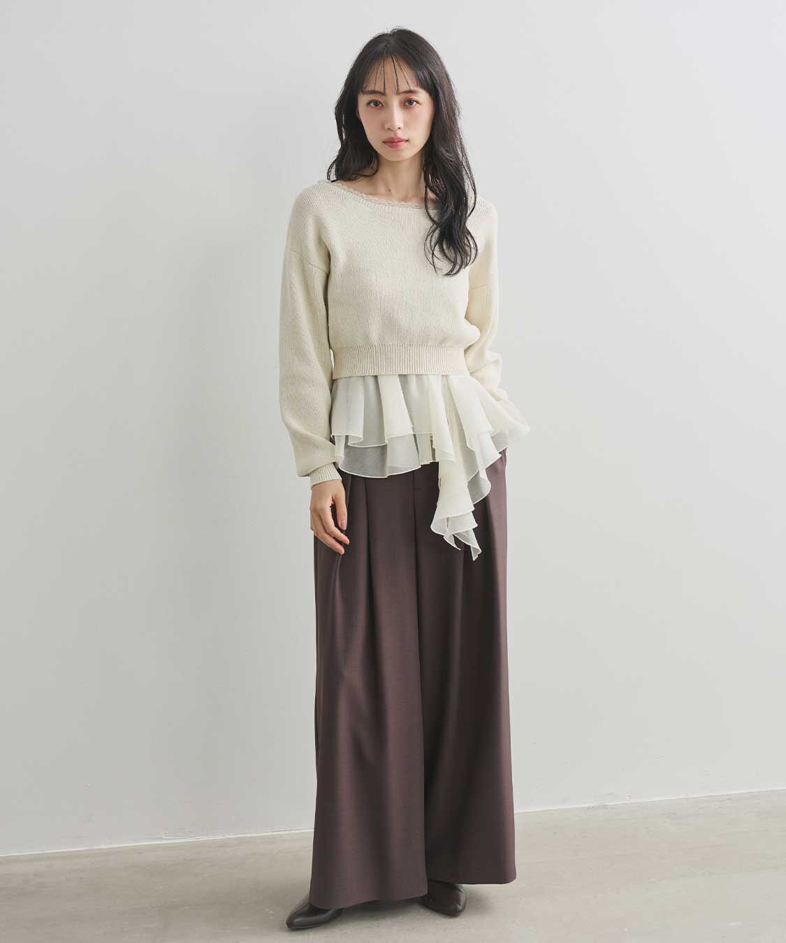 COCO DEAL「クロスタックワイドパンツ」|スラックス|