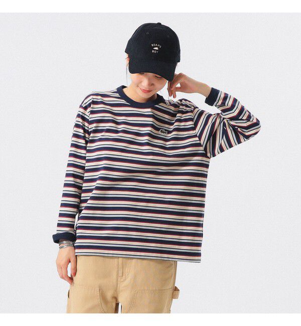 BEAMS SELECTION for WOMEN「【別注】LACOSTE for BEAMS BOY / マルチ ボーダー Tシャツ」|Tシャツ・カットソー|
