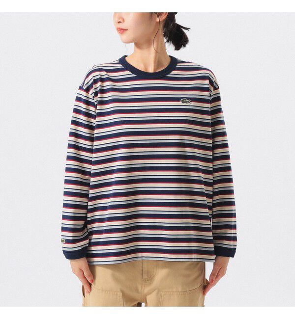 BEAMS SELECTION for WOMEN「【別注】LACOSTE for BEAMS BOY / マルチ ボーダー Tシャツ」|Tシャツ・カットソー|