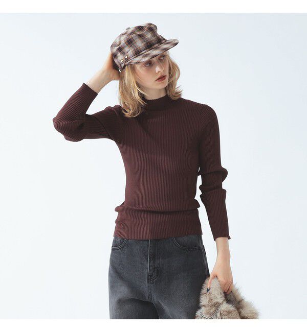 Ray BEAMS 「リブ ハイ ネック ニット」|ニット・セーター|BROWN