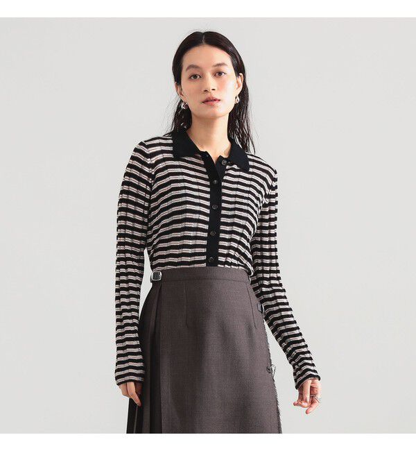 BEAMS SELECTION for WOMEN「【別注】BATONER &times; Demi-Luxe BEAMS / ポロ ボーダー カーディガン」|カーディガン|