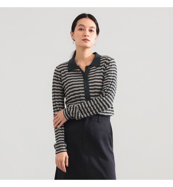 BEAMS SELECTION for WOMEN「【別注】BATONER &times; Demi-Luxe BEAMS / ポロ ボーダー カーディガン」|カーディガン|FOREST
