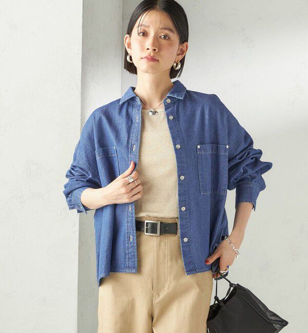 SHIPS for women「【実力派ベーシック】〈洗濯機可能〉ライトオンス デニム ショート シャツ」|シャツ・ブラウス|