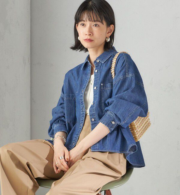 SHIPS for women「【実力派ベーシック】〈洗濯機可能〉ライトオンス デニム ショート シャツ」|シャツ・ブラウス|