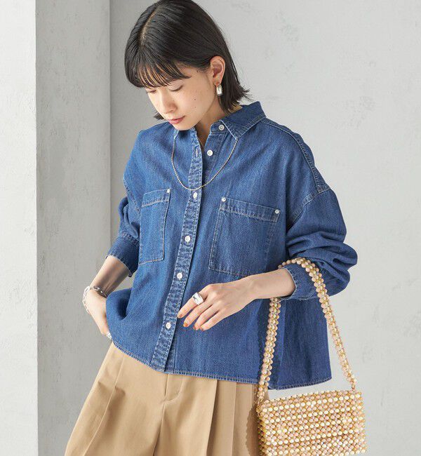 SHIPS for women「【実力派ベーシック】〈洗濯機可能〉ライトオンス デニム ショート シャツ」|シャツ・ブラウス|