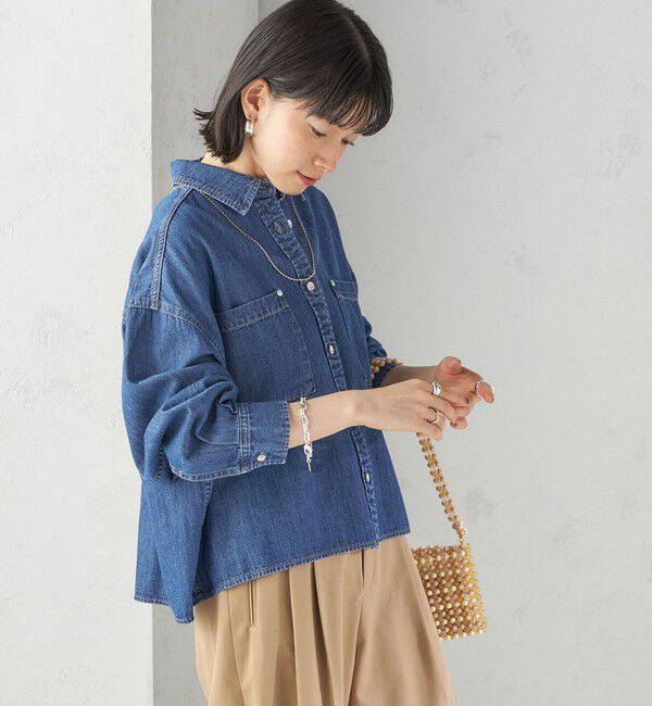 SHIPS for women「【実力派ベーシック】〈洗濯機可能〉ライトオンス デニム ショート シャツ」|シャツ・ブラウス|