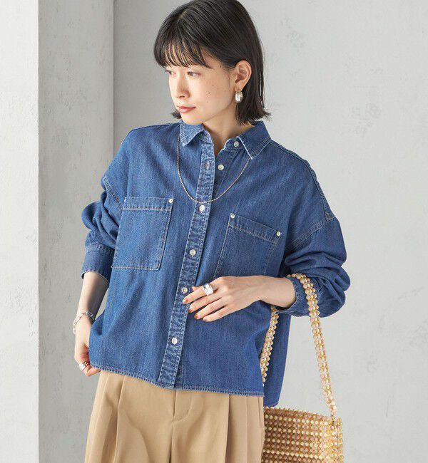 SHIPS for women「【実力派ベーシック】〈洗濯機可能〉ライトオンス デニム ショート シャツ」|シャツ・ブラウス|