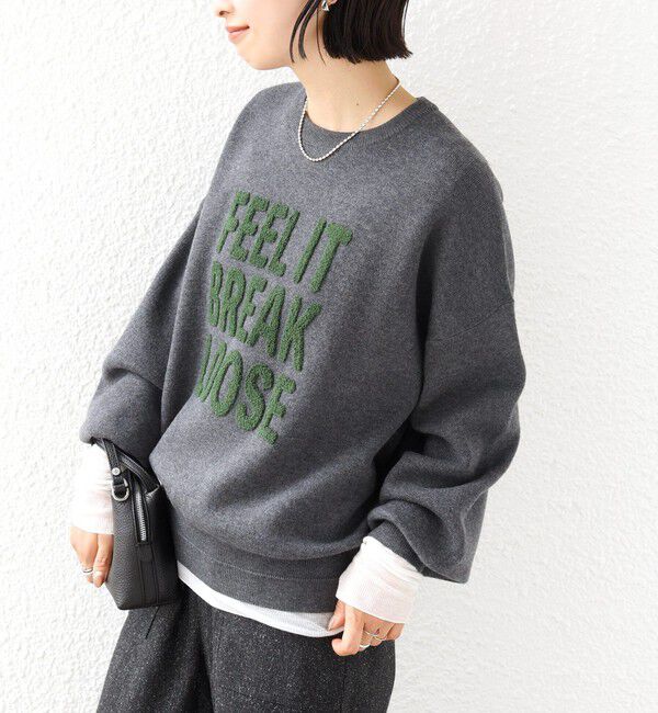 SHIPS for women「《一部予約》【WEB限定】〈手洗い可能〉サガラ 刺繍 / ファンシー レース ロゴ プルオーバー」|ニット・セーター|