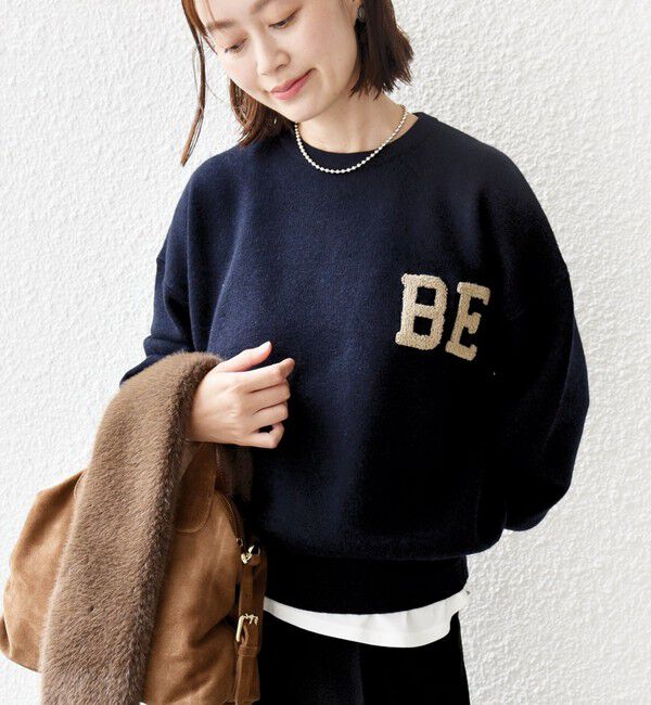 SHIPS for women「《一部予約》【WEB限定】〈手洗い可能〉サガラ 刺繍 / ファンシー レース ロゴ プルオーバー」|ニット・セーター|