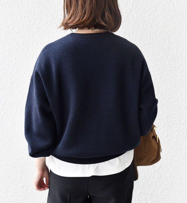 SHIPS for women「《一部予約》【WEB限定】〈手洗い可能〉サガラ 刺繍 / ファンシー レース ロゴ プルオーバー」|ニット・セーター|