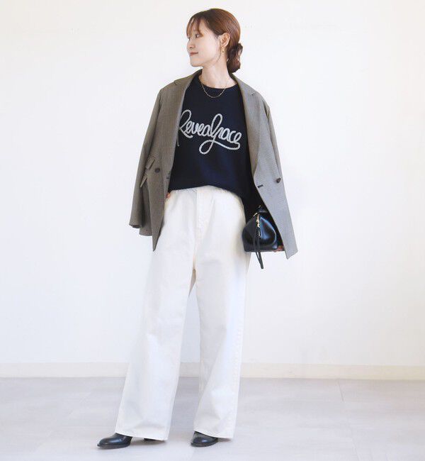 SHIPS for women「《一部予約》【WEB限定】〈手洗い可能〉サガラ 刺繍 / ファンシー レース ロゴ プルオーバー」|ニット・セーター|