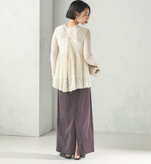 SHIPS for women「〈手洗い可能〉シュリンク レース ヘンリーネック 2WAY プルオーバー」|Tシャツ・カットソー|