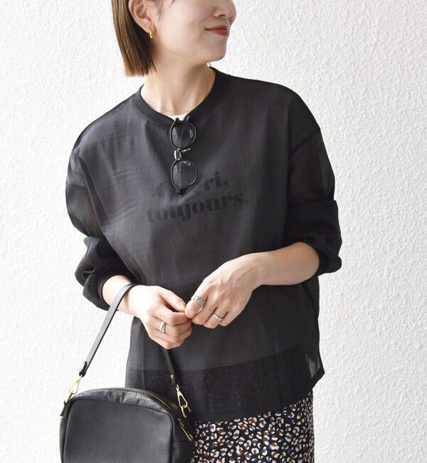 SHIPS any「〈手洗い可能〉シアー ワイド トップス  &times; フレンチ ロゴ TEE」|シャツ・ブラウス|