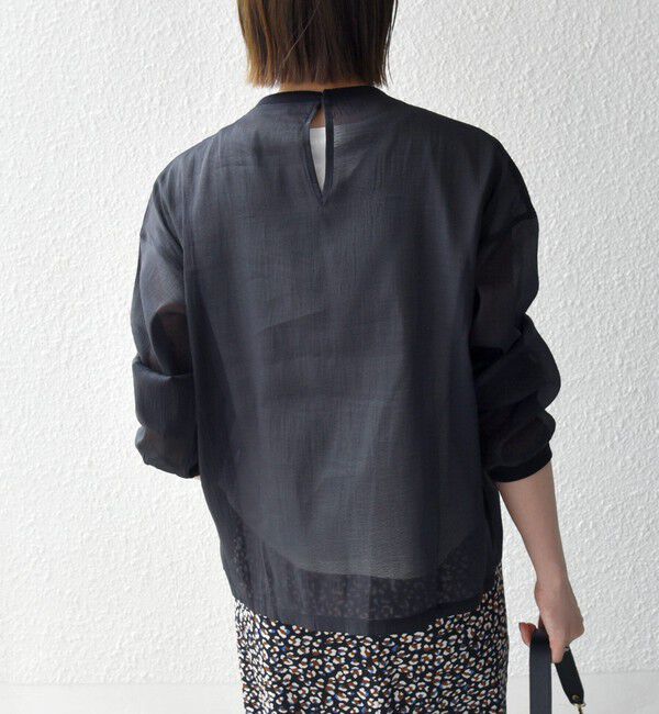 SHIPS any「〈手洗い可能〉シアー ワイド トップス  &times; フレンチ ロゴ TEE」|シャツ・ブラウス|