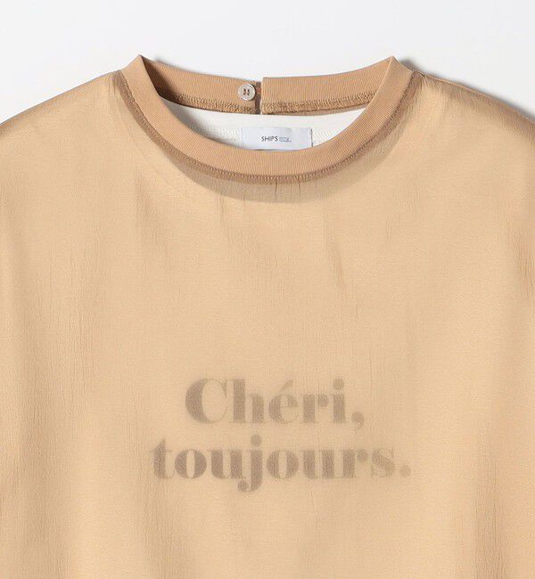 SHIPS any「〈手洗い可能〉シアー ワイド トップス  &times; フレンチ ロゴ TEE」|シャツ・ブラウス|