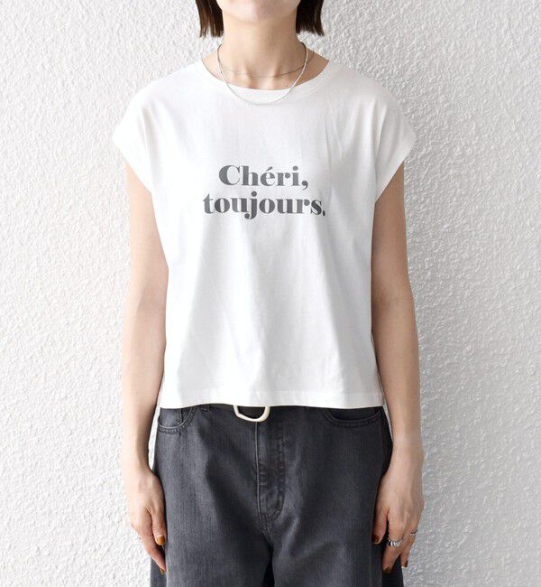 SHIPS any「〈手洗い可能〉シアー ワイド トップス  &times; フレンチ ロゴ TEE」|シャツ・ブラウス|