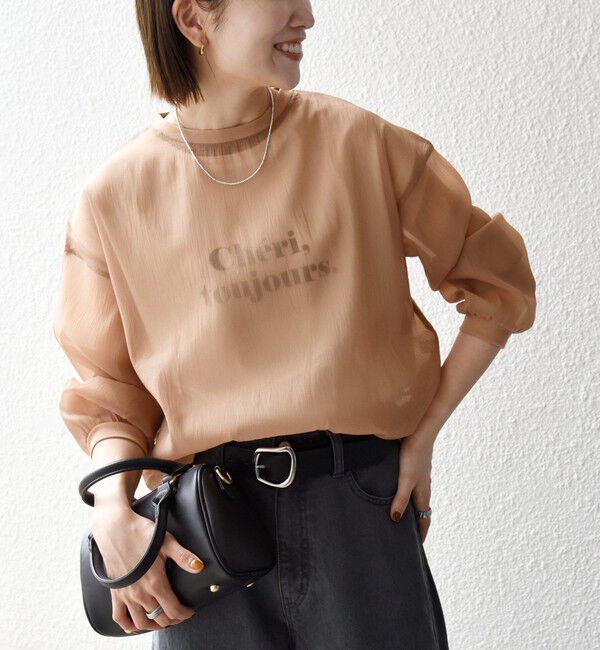 SHIPS any「〈手洗い可能〉シアー ワイド トップス  &times; フレンチ ロゴ TEE」|シャツ・ブラウス|
