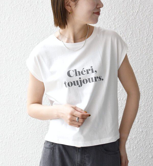 SHIPS any「〈手洗い可能〉シアー ワイド トップス  &times; フレンチ ロゴ TEE」|シャツ・ブラウス|