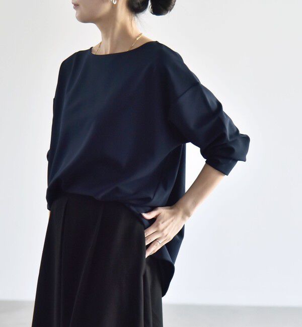 quaranciel「〈洗濯機可能〉カットジョーゼット ラウンドヘム ルーズ プルオーバー」|Tシャツ・カットソー|