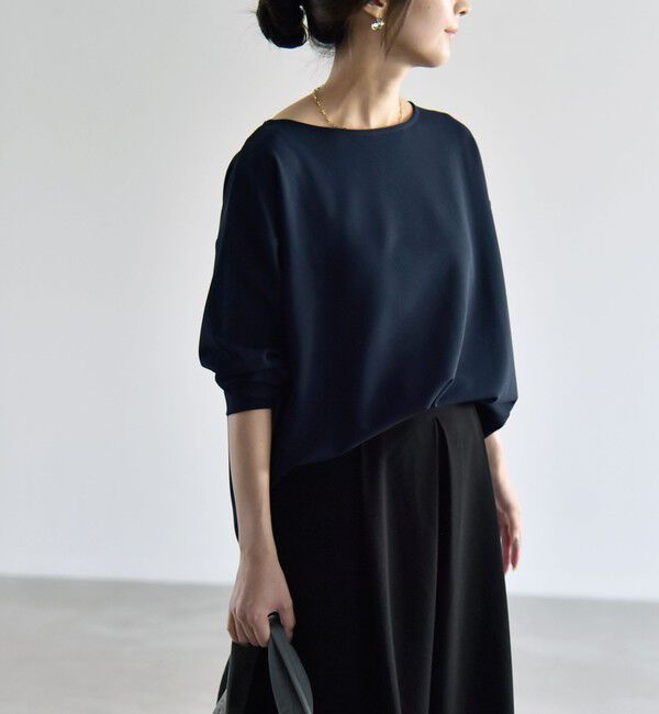 quaranciel「〈洗濯機可能〉カットジョーゼット ラウンドヘム ルーズ プルオーバー」|Tシャツ・カットソー|