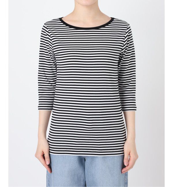 IENA「ATON/エイトン 別注 SUVIN FRAISE ボートネック ボーダーTシャツ」|Tシャツ・カットソー|