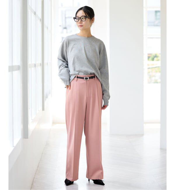 IENA「ストレッチツイルセミワイドパンツ」|スラックス|