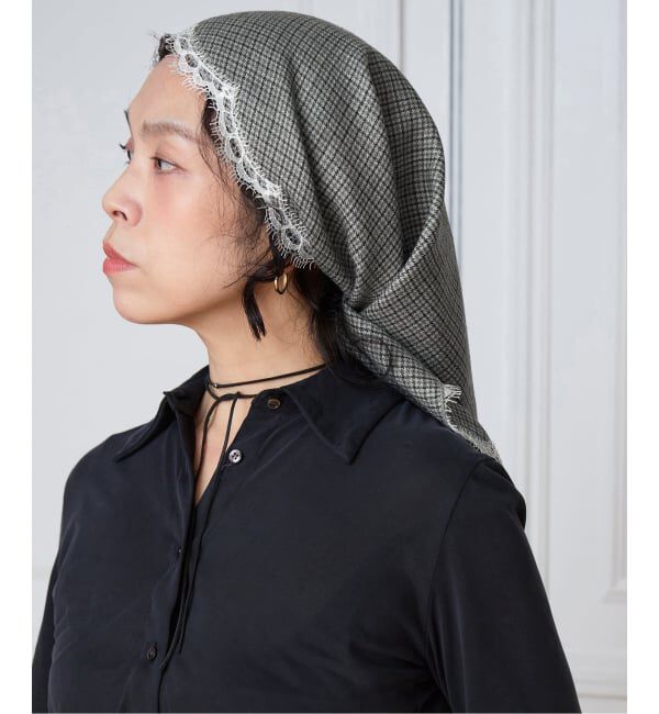 IENA LA BOUCLE「IENA LA BOUCLE ハウンドトゥースバブーシュカ」|バンダナ・スカーフ|