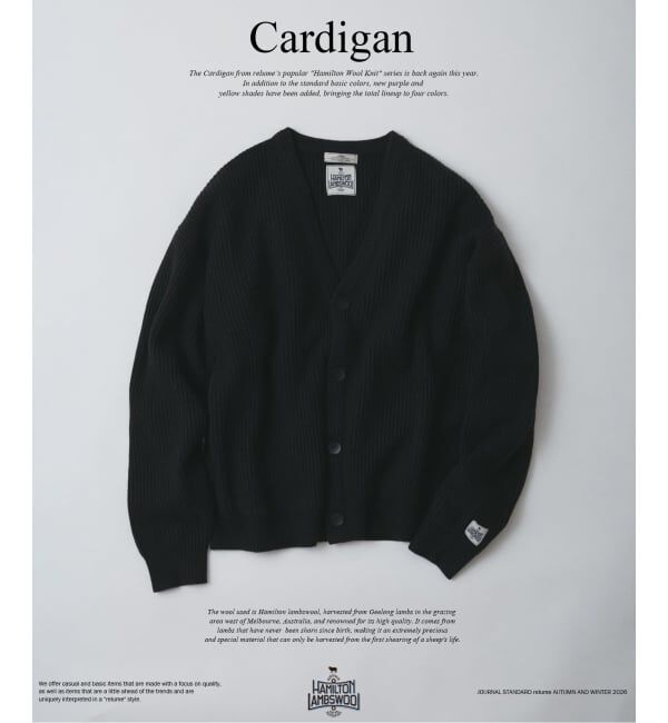 JOURNAL STANDARD relume「《予約》ハミルトンラムズウール 畔編み カーディガン」|カーディガン|ブラック A