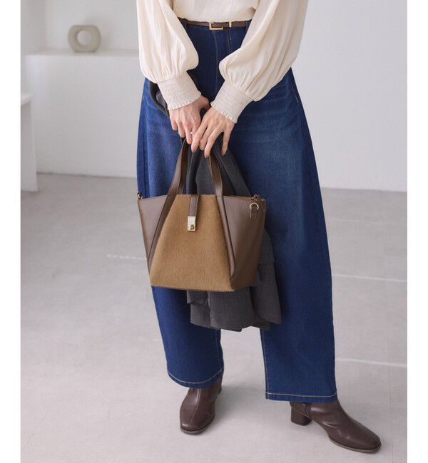 ROPE PICNIC PASSAGE「me fit BAG ホースヘア調コンビスクエアフォルムバッグ/2WAY」|トートバッグ|