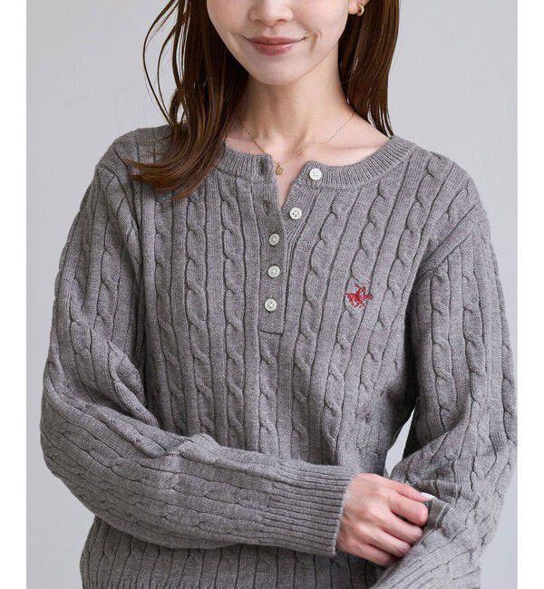 Rope&rsquo;Picnic「【BEVERLY HILLS POLO CLUB別注】ヘンリーネックミニケーブルニットプルオーバー」|ニット・セーター|