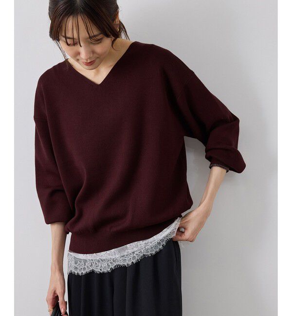 Rope&rsquo;Picnic「【WEB限定カラー】マシュマロニットVネックプルオーバー」|ニット・セーター|