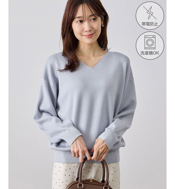 Rope&rsquo;Picnic「【WEB限定カラー】マシュマロニットVネックプルオーバー」|ニット・セーター|サックス(48)