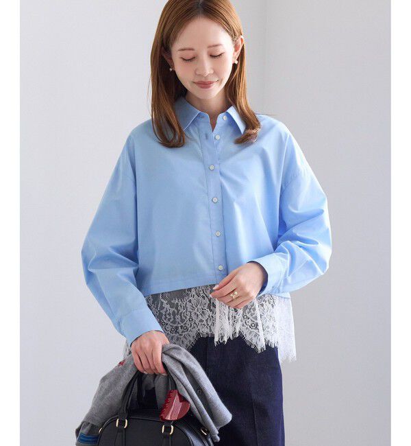 Rope&rsquo;Picnic「レイヤード風 レースドッキングシャツ」|シャツ・ブラウス|サックス(48)