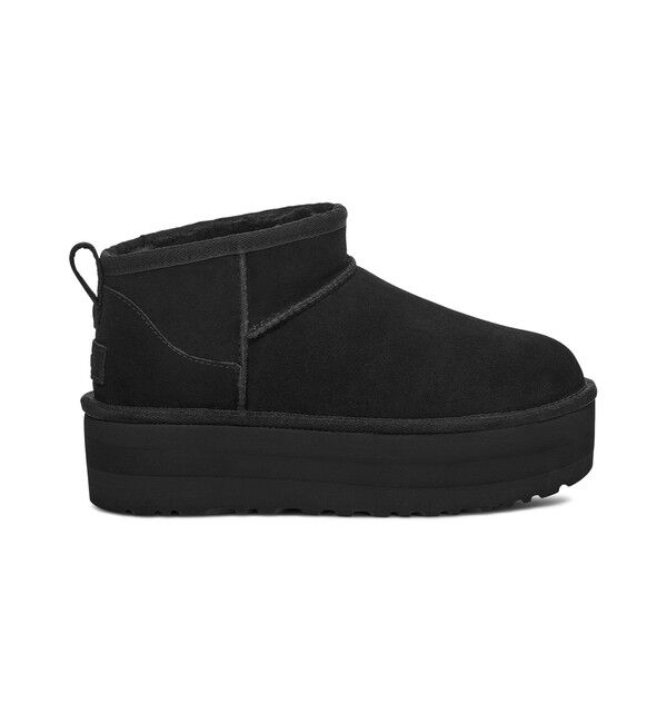 ADAM ET ROPE'「【UGG(アグ)】W CLASSIC ULTRA MINI PLATFORM」|ロングブーツ|ブラック(01)