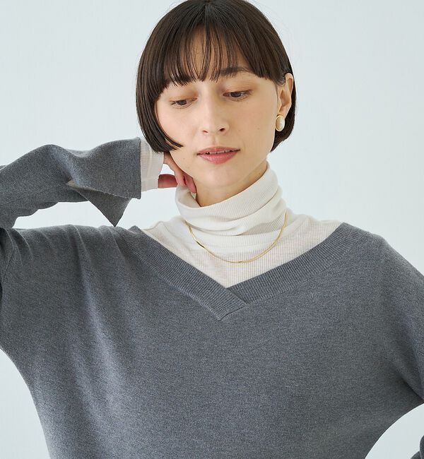 Rouge vif「前後2WAYウール釦テレコタートルカットソー」|Tシャツ・カットソー|