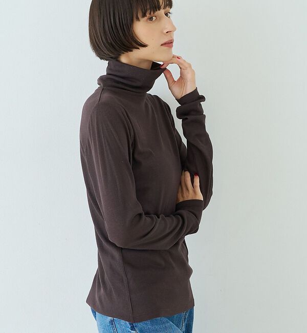 Rouge vif「前後2WAYウール釦テレコタートルカットソー」|Tシャツ・カットソー|ブラウン