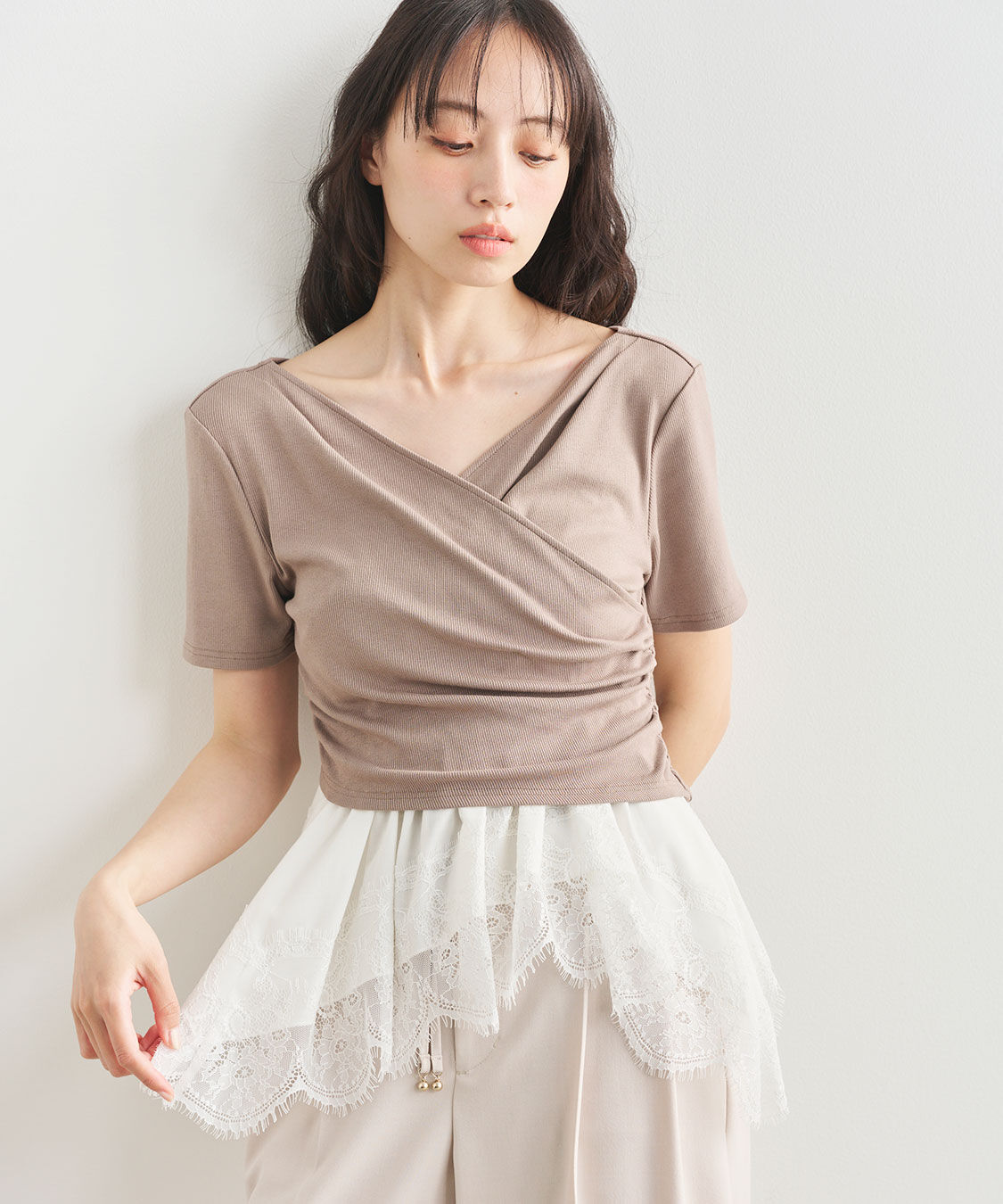 COCO DEAL「カシュクールペプラムトップス」|Tシャツ・カットソー|