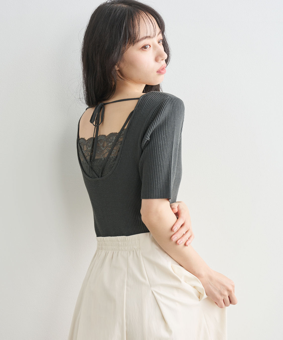 COCO DEAL「バックレースニットドッキングワンピース」|ワンピース|