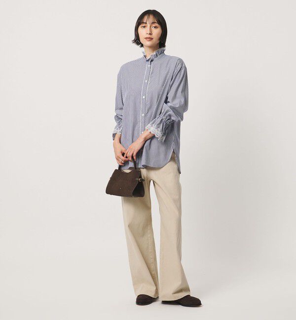 UNITED ARROWS「エンブロイダリー スタンドフリル シャツ」|シャツ・ブラウス|