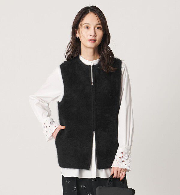 UNITED ARROWS「フォックスカシミヤ ダブルフェイス ベスト」|ベスト・ジレ|BLACK