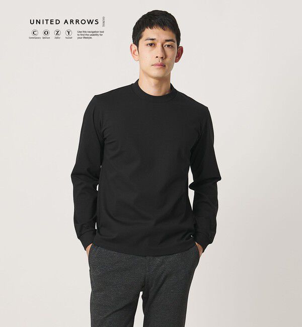 UNITED ARROWS「ポンチ ロングスリーブ Tシャツ UA COZY 抗菌防臭 接触冷感」|Tシャツ・カットソー|BLACK