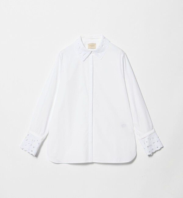 UNITED ARROWS「4WAY エンブロイダリー バンドカラー シャツ」|シャツ・ブラウス|WHITE