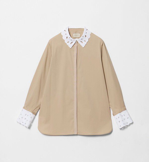 UNITED ARROWS「4WAY エンブロイダリー バンドカラー シャツ」|シャツ・ブラウス|BEIGE