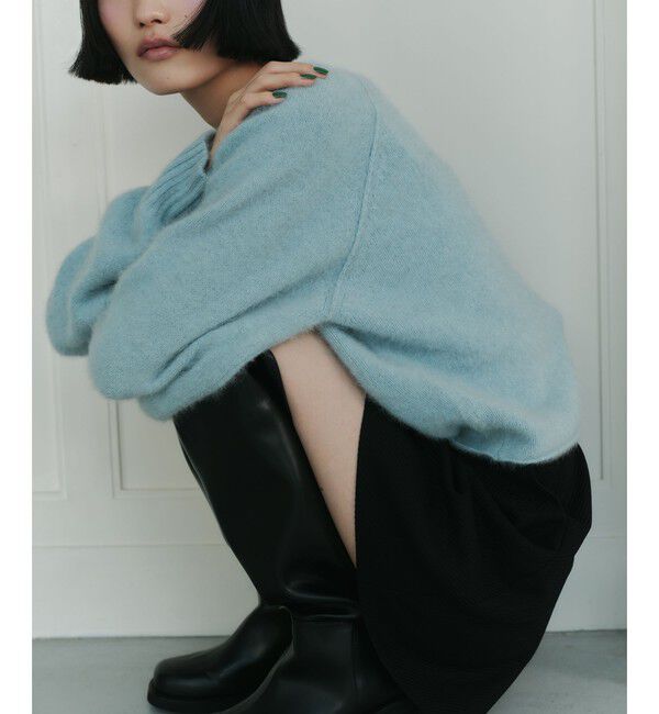 EMMEL REFINES「＜EMMEL REFINES＞EM FOX/NY/CA ボートネック ニットプルオーバー」|ニット・セーター|LT.BLUE