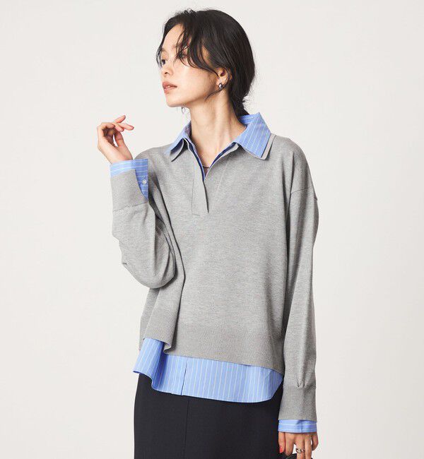 UNITED ARROWS green label relaxing「2WAY  スキッパー シャツ プルオーバー ニット」|ニット・セーター|