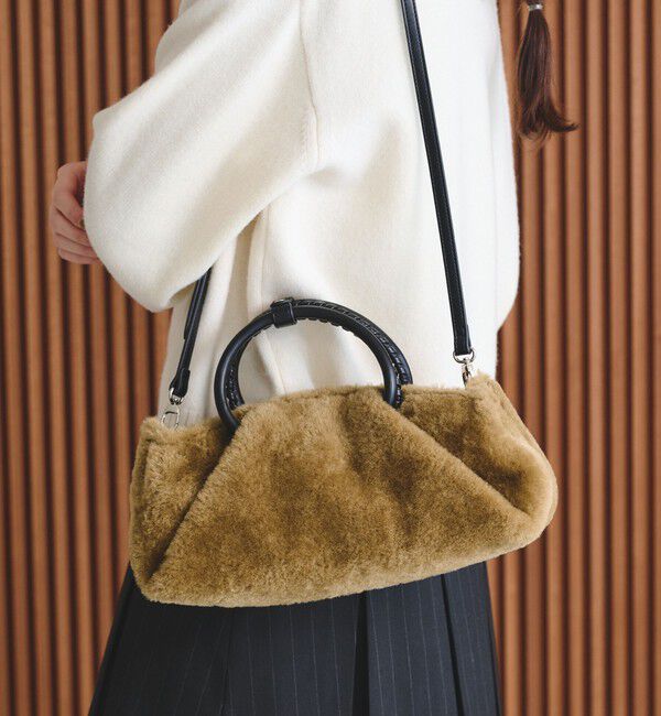 BEAUTY&YOUTH UNITED ARROWS「ファーライク 2WAY スクエア トートバッグ」|ショルダー・メッセンジャー|BEIGE