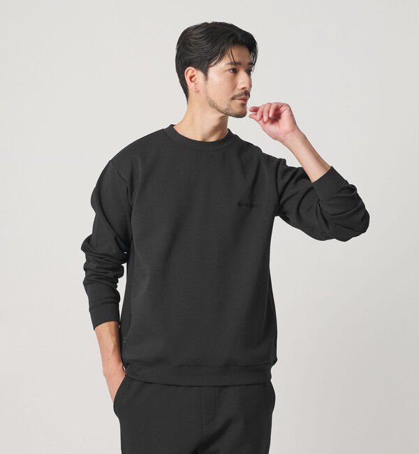 BEAUTY&YOUTH UNITED ARROWS「【WEB限定 WARDROBE SMART】ダブルニット ロゴ クルーネック スウェット/セットアップ対応【抗菌・防臭】」|Tシャツ・カットソー|