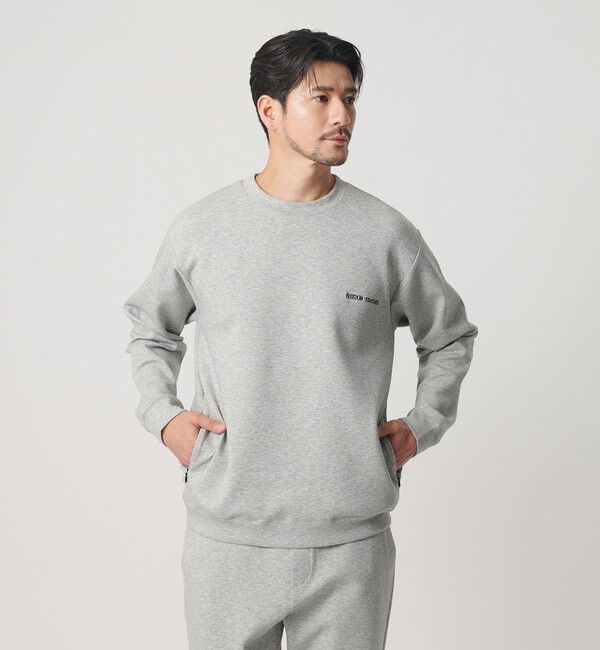 BEAUTY&YOUTH UNITED ARROWS「【WEB限定 WARDROBE SMART】ダブルニット ロゴ クルーネック スウェット/セットアップ対応【抗菌・防臭】」|Tシャツ・カットソー|